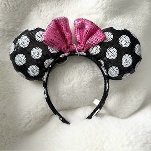 *NEW* Disney Headband Black Sequins White Polka Dots Disney Inspired Minnie Ear